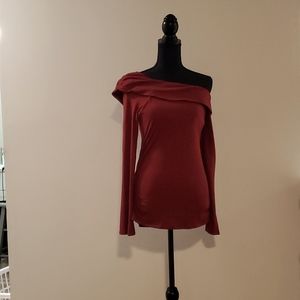 Ladies bra top, long Sleeves, off shoulder, burgundy, medium. Victoria's Secret